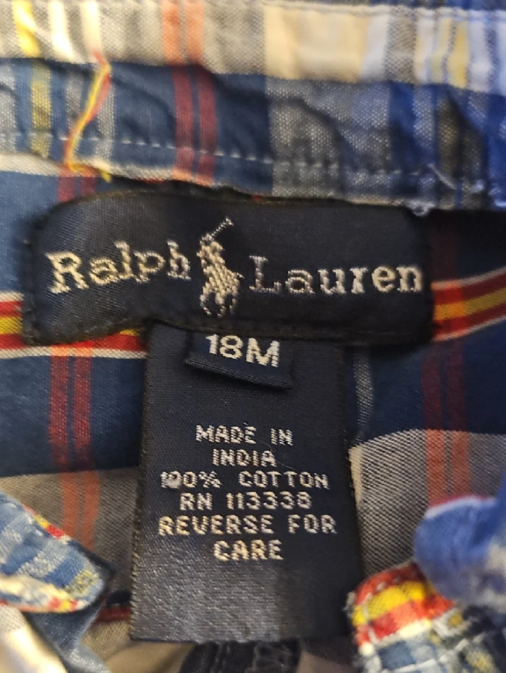 Ralph Lauren Toddler Short-Sleeve Plaid Button Romper - Blue, White & Red